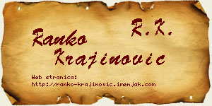 Ranko Krajinović vizit kartica